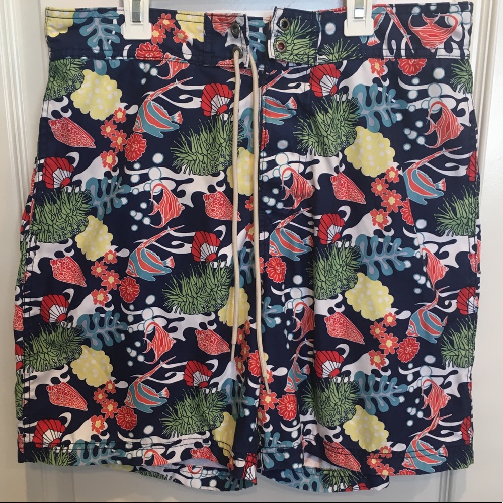 Men’s Nautical Tropical Underwater Fish Trunks - M